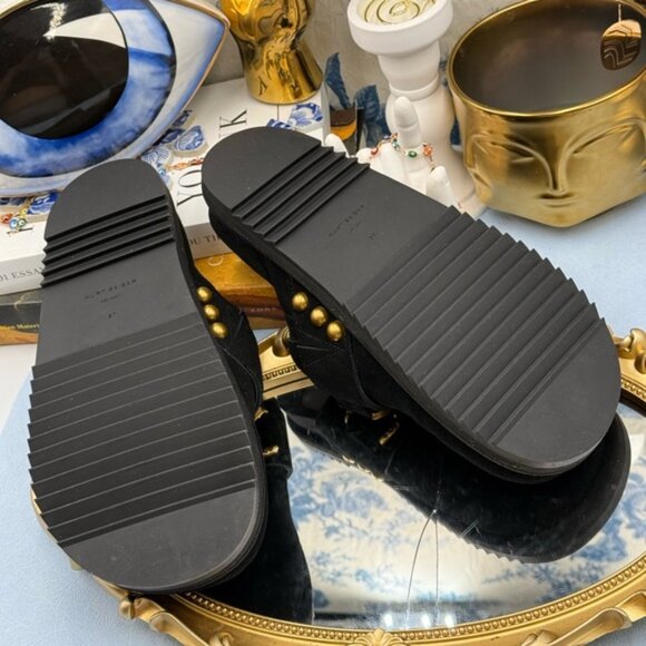 🆕 KURT GEIGER LONDON 🧿 NWOB Kensington Medallion Black Suede Mules, Sz 37 US 7 - Picture 10 of 13